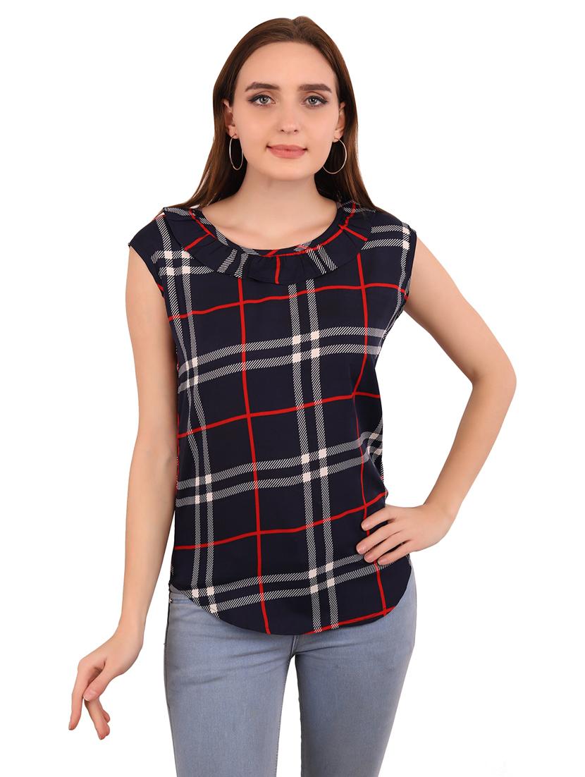 blue crepe regular top - 19171250 - Zoom Image - 0