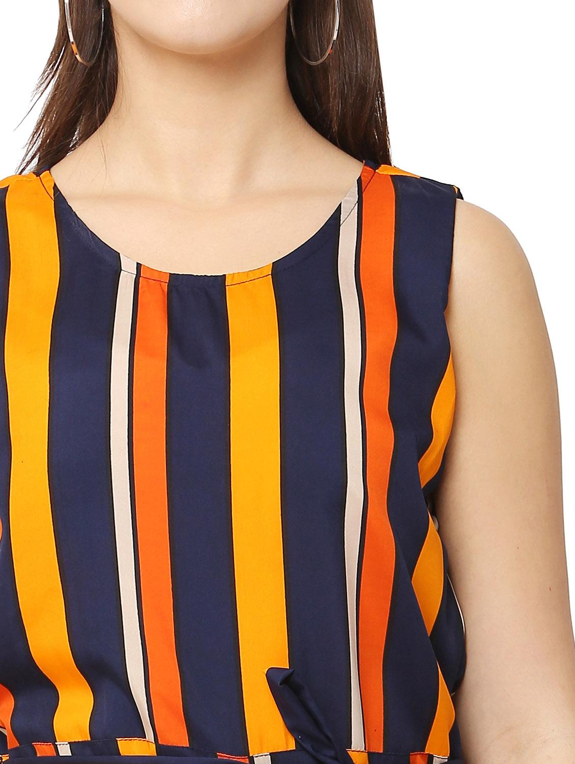 orange printed knee length jumpsuit - 19171550 - Standard Image - 3