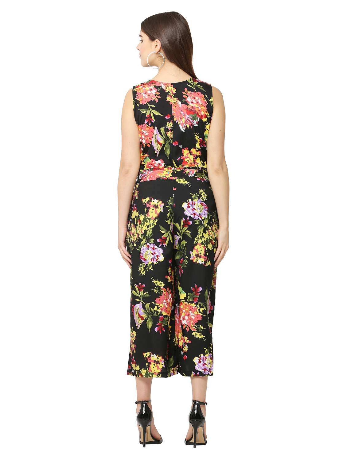 yellow printed knee length jumpsuit - 19171552 - Standard Image - 3