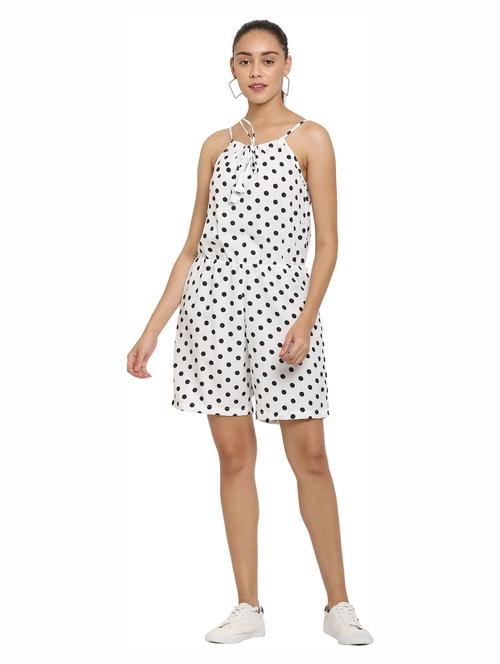 black printed knee length jumpsuit - 19171578 - Standard Image - 0