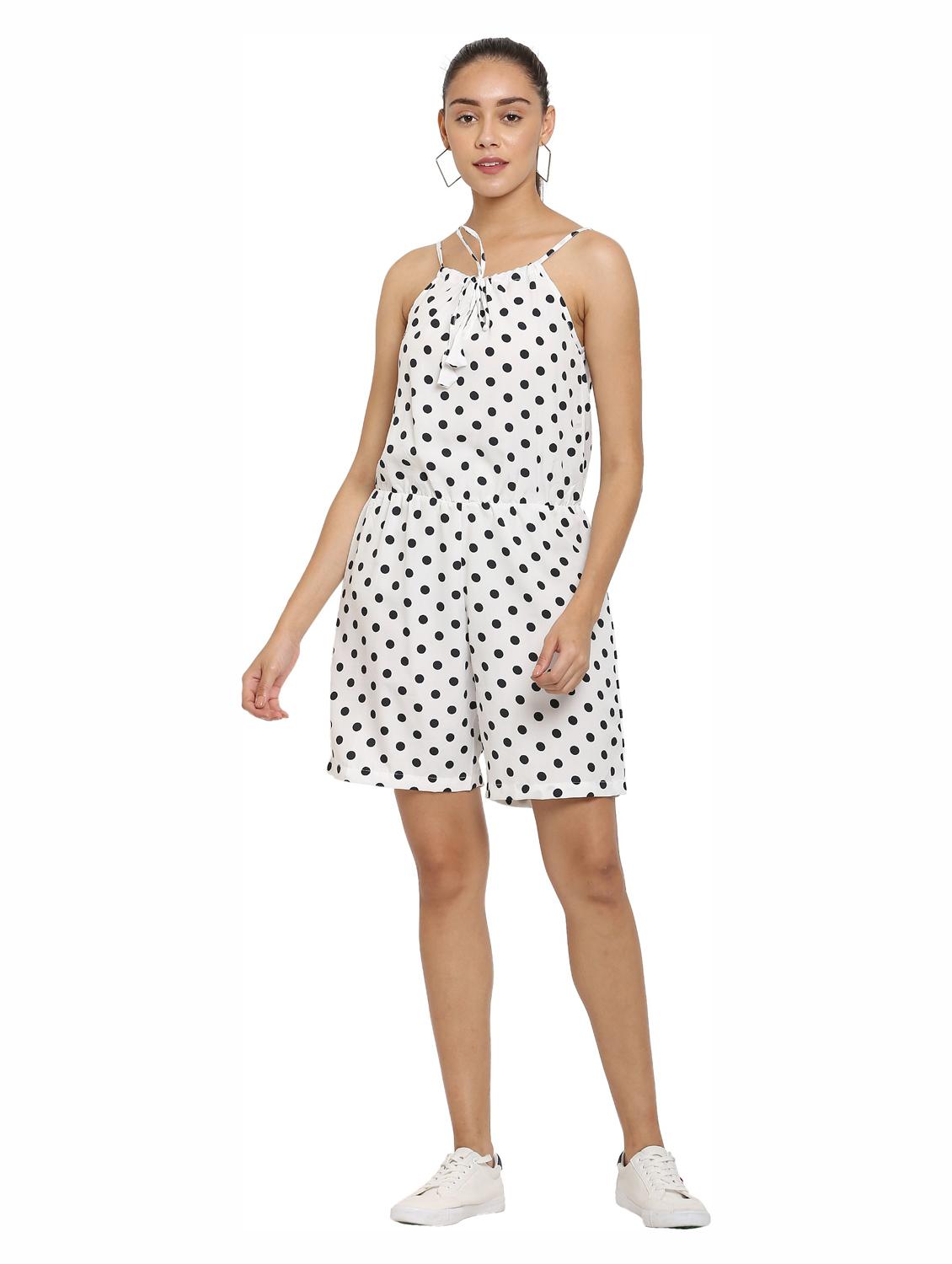 black printed knee length jumpsuit - 19171578 - Zoom Image - 0