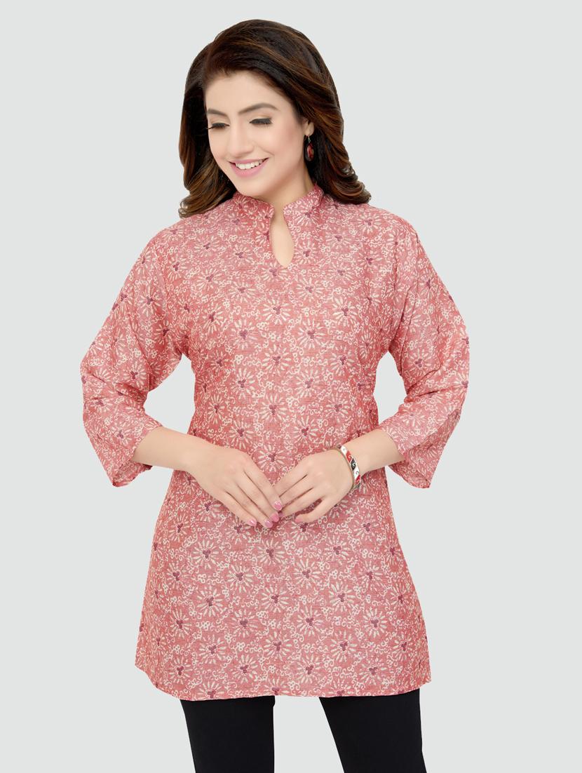 pink rayon straight kurti - 19172717 -  Zoom Image - 0