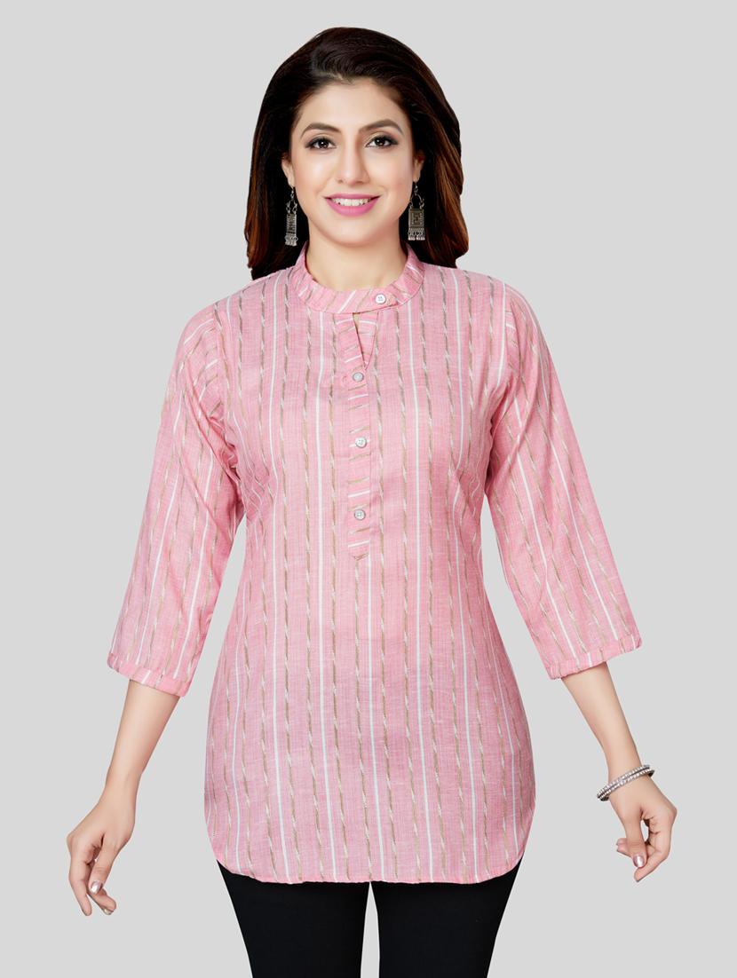 pink rayon straight kurti - 19172746 -  Zoom Image - 0
