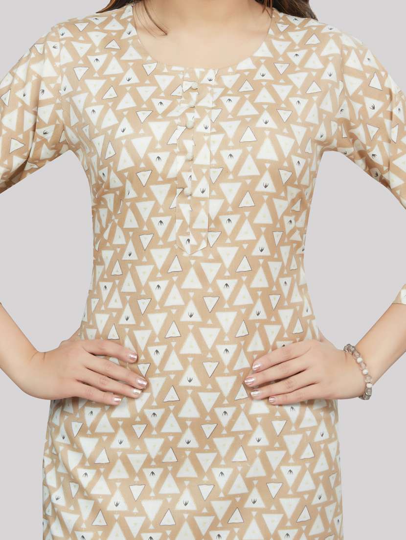 Beige Rayon Straight Kurti - 19172764 -  Standard Image - 5