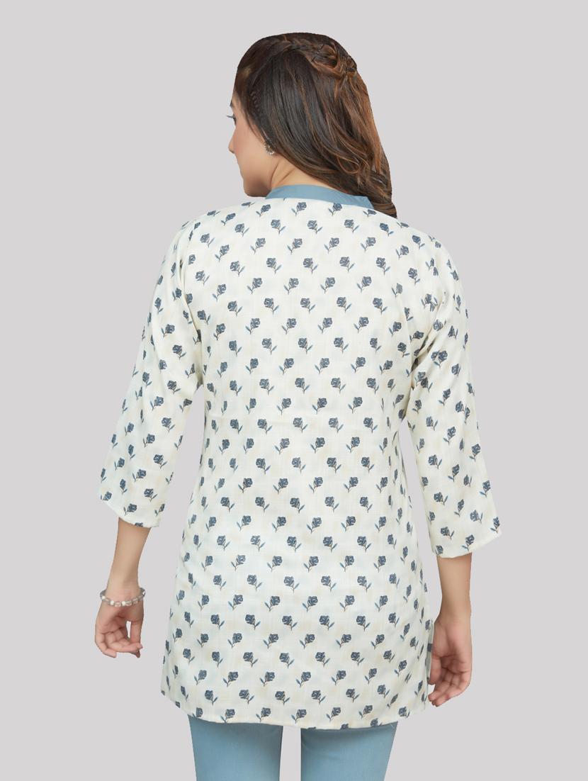 off white rayon straight kurti - 19172767 - Standard Image - 3