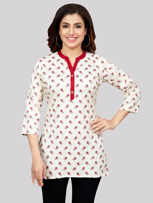 red rayon straight kurti - 19172768 -  Standard Image - 0