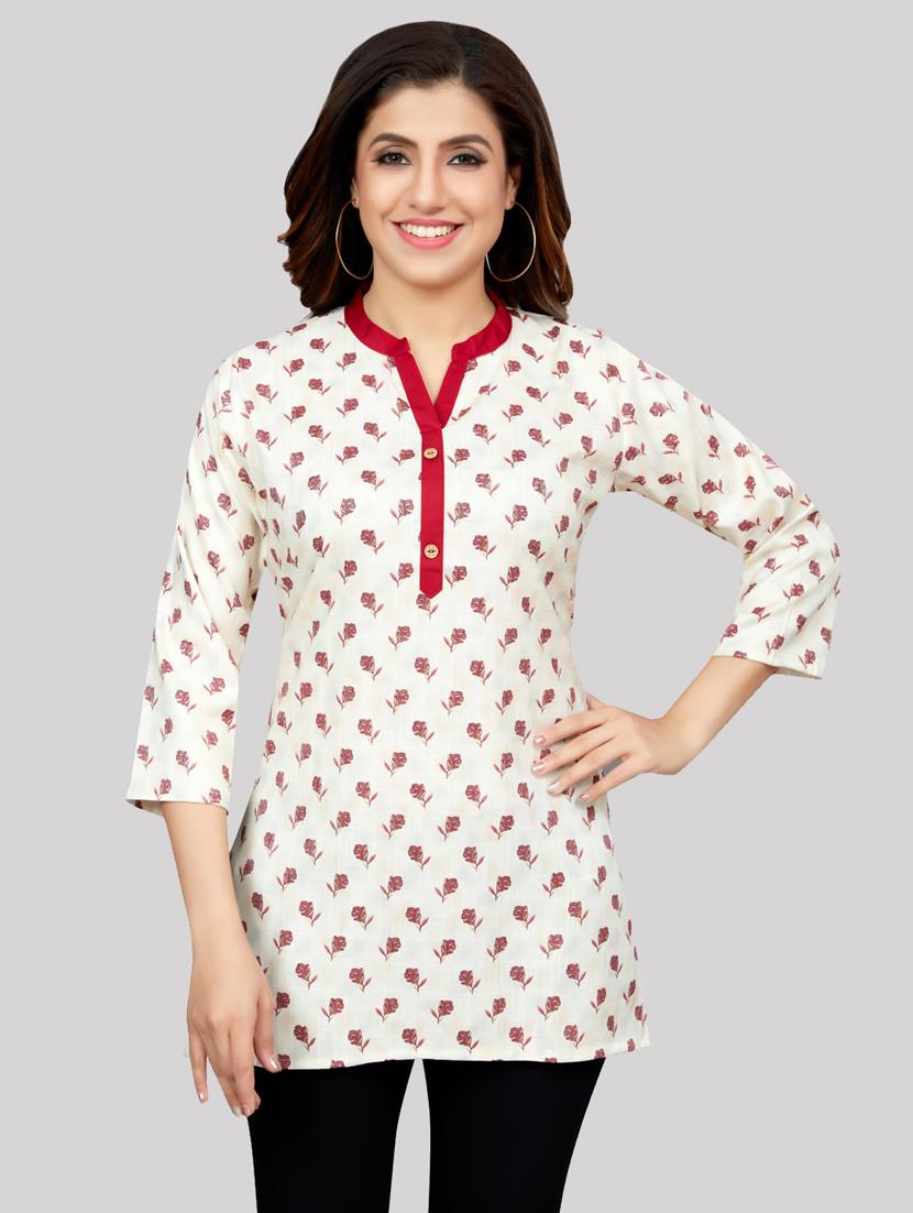red rayon straight kurti - 19172768 -  Zoom Image - 0