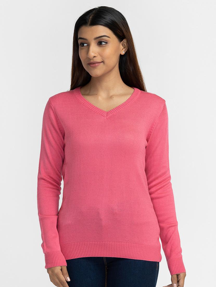 v-neck solid regular pullover - 19172932 -  Zoom Image - 0