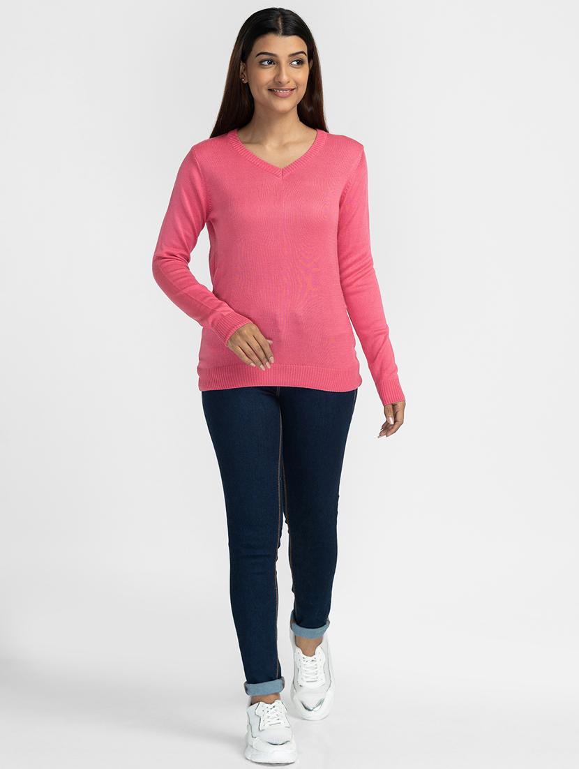 v-neck solid regular pullover - 19172932 - Standard Image - 3