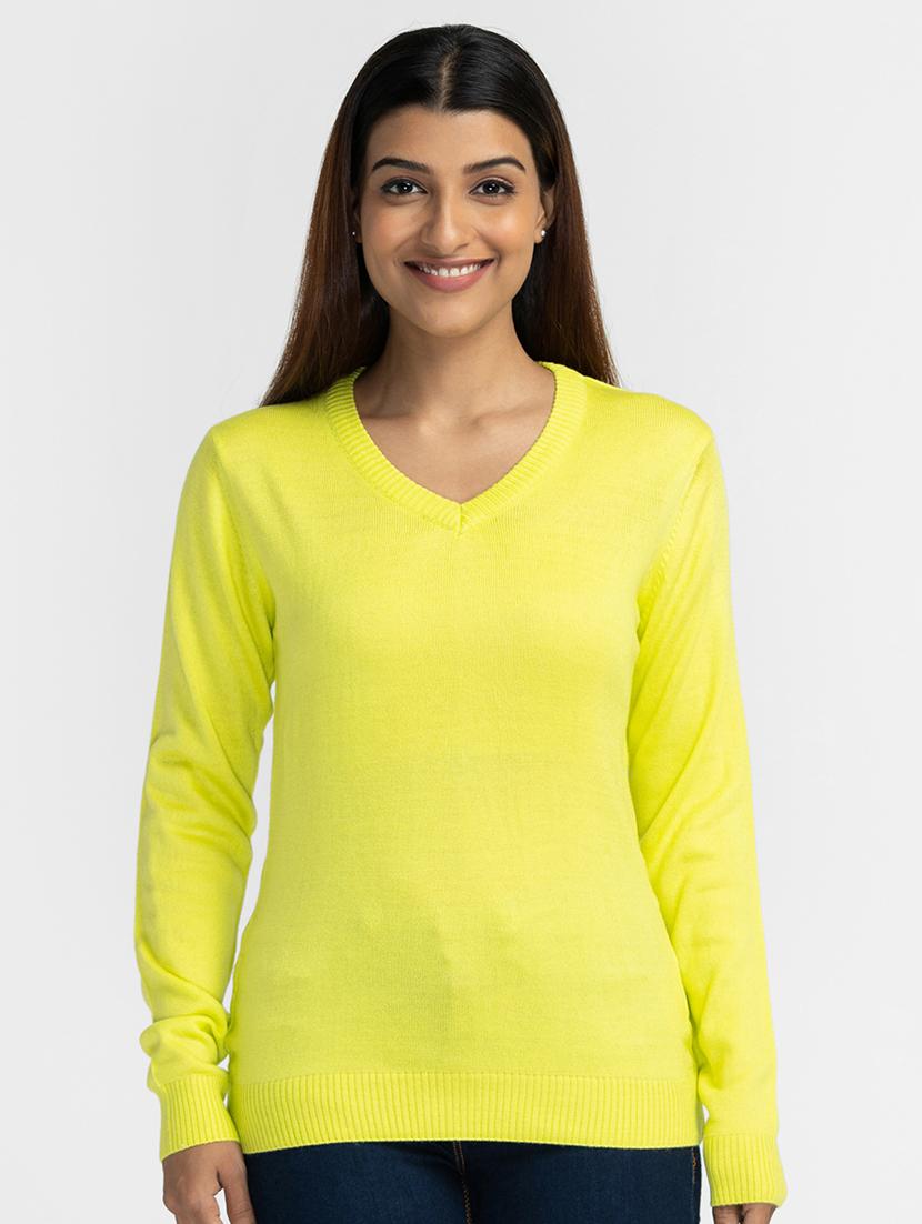 v-neck solid pullover - 19172936 - Zoom Image - 0