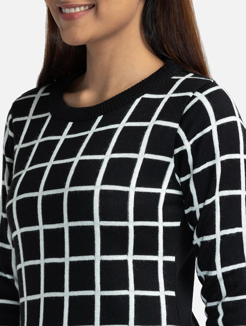 round neck checkered pullover - 19172939 - Standard Image - 5