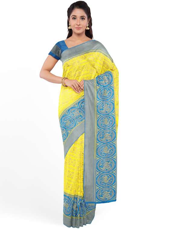 self design woven saree with blouse - 19173028 - Zoom Image - 0