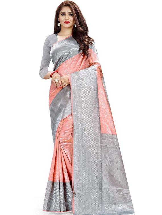 self design woven saree with blouse - 19173090 -  Zoom Image - 0