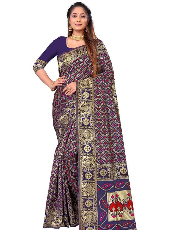 blue art silk kanjivaram saree with blouse - 19173098 - Zoom Image - 0