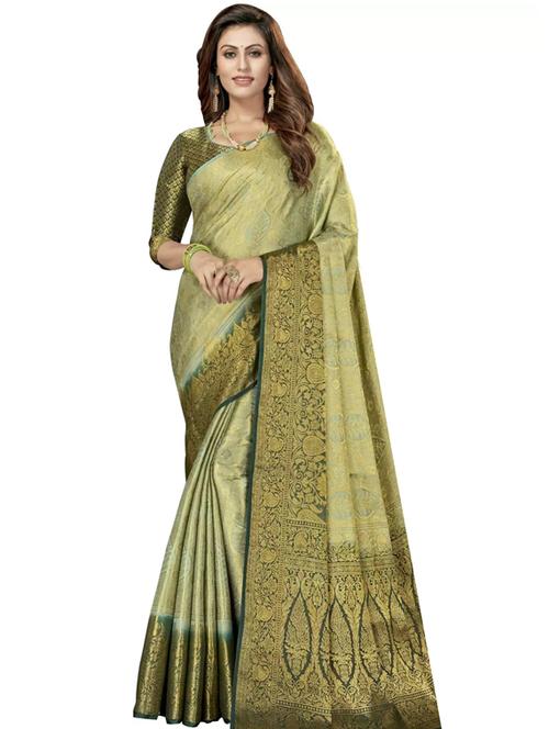 green banarasi saree with blouse - 19173135 - Standard Image - 0