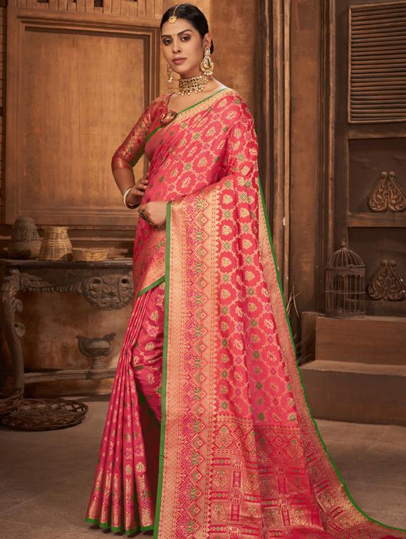pink art silk kanjivaram saree with blouse - 19173162 - Zoom Image - 0