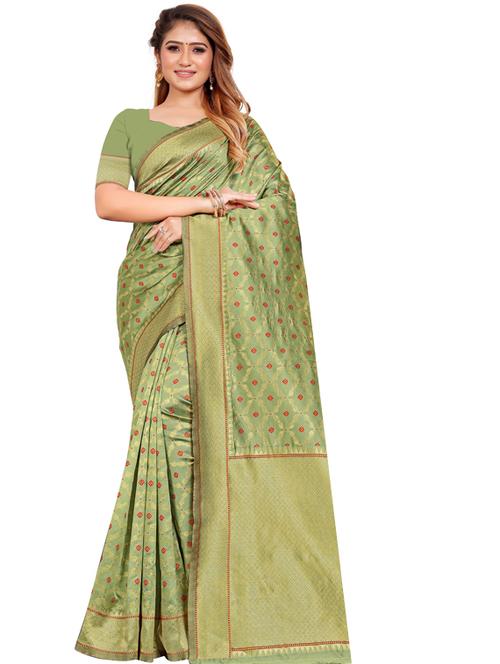 self design woven saree with blouse - 19173197 -  Standard Image - 0