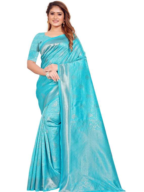 self design woven saree with blouse - 19173200 - Zoom Image - 0