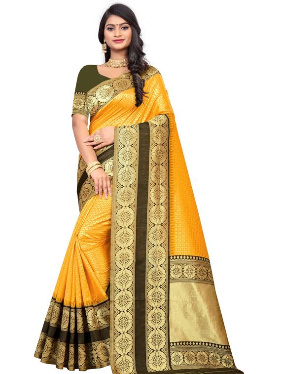 self design woven saree with blouse - 19173212 - Zoom Image - 0