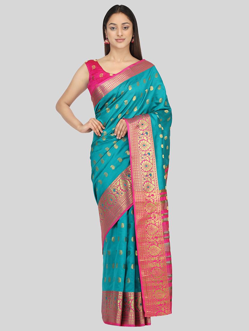 self design woven saree with blouse - 19175746 - Zoom Image - 0