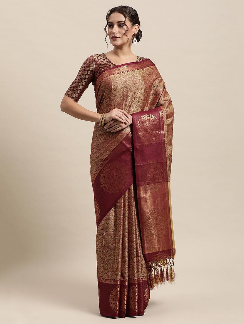 self design woven saree with blouse - 19175792 - Zoom Image - 0
