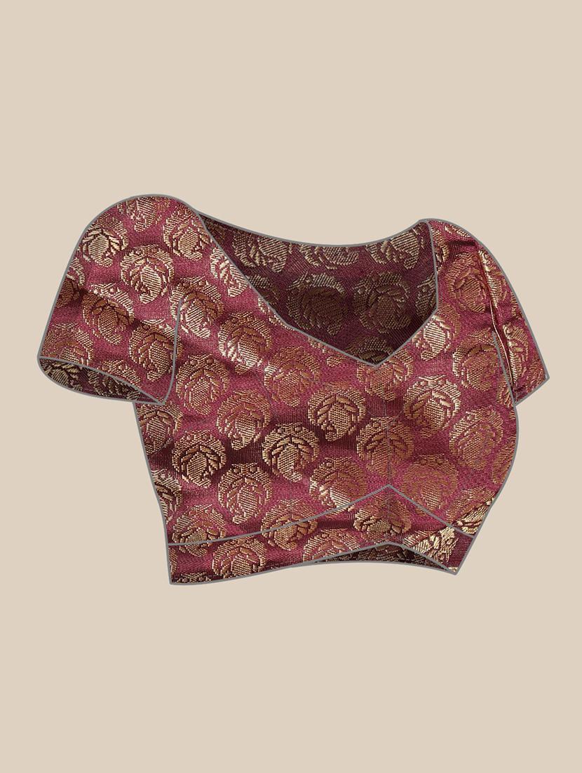 self design woven saree with blouse - 19175792 - Standard Image - 3