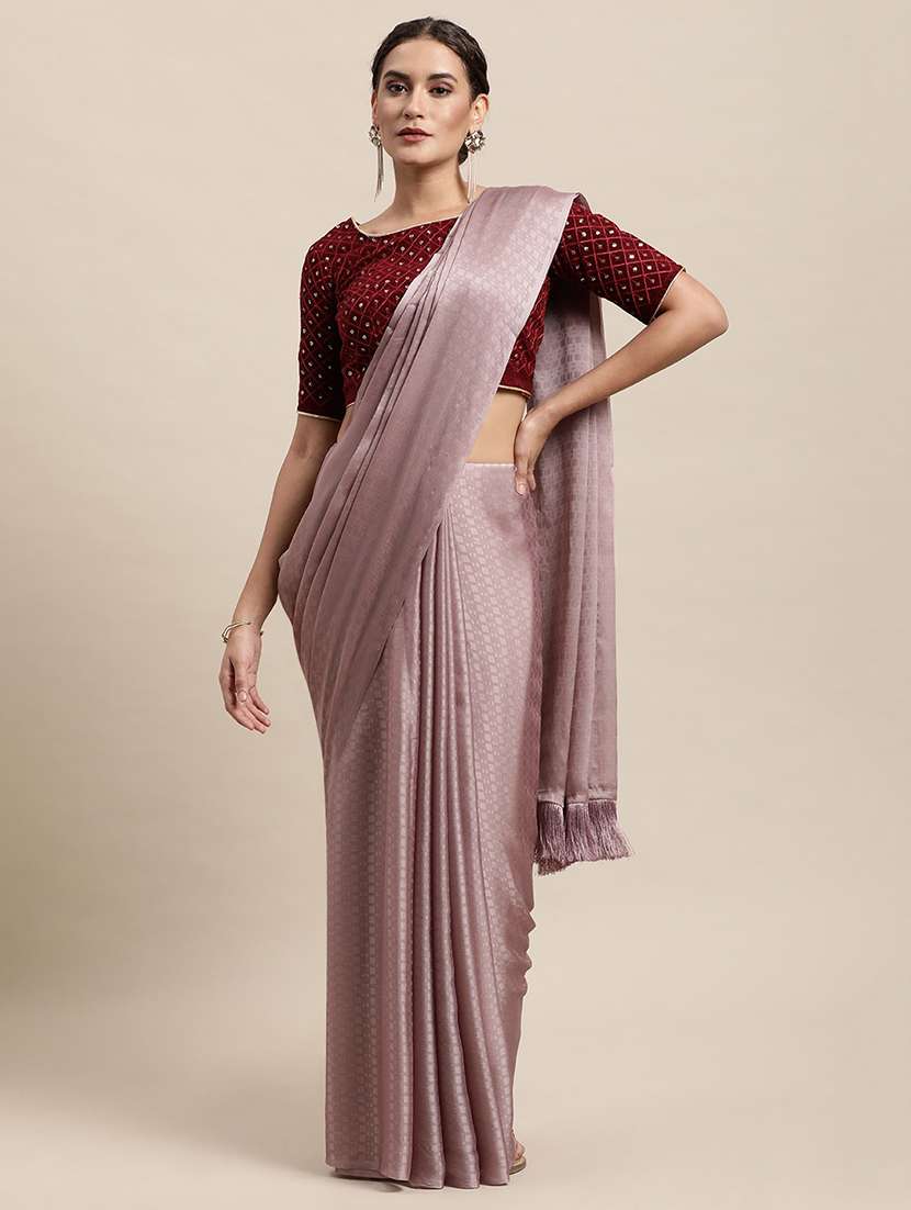 purple printed saree with blouse - 19175810 - Zoom Image - 0
