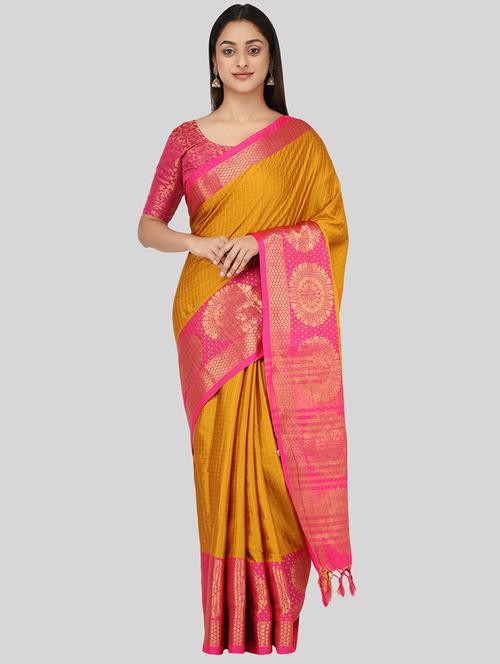 self design woven saree with blouse - 19175820 - Standard Image - 0