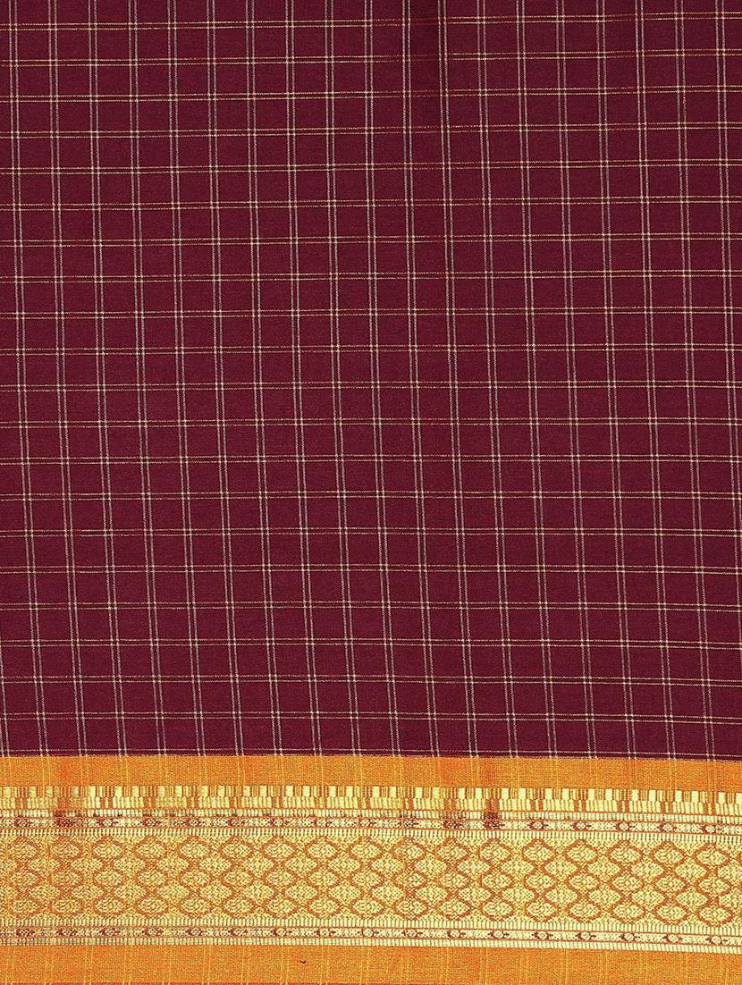 purple checkered saree set with blouse - 19175929 - Standard Image - 5