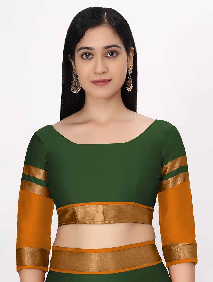 self design green solid saree - 19175950 - Standard Image - 3
