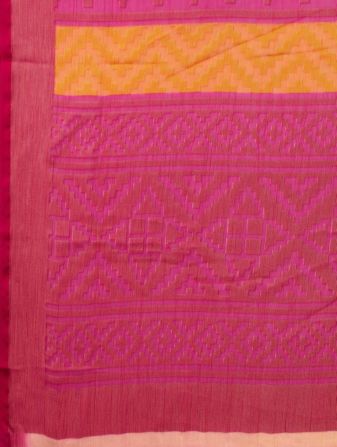 pink self design woven saree with blouse - 19176352 - Standard Image - 5