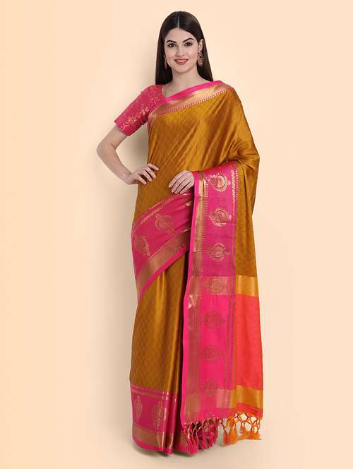 self design woven saree with blouse - 19176435 - Standard Image - 0