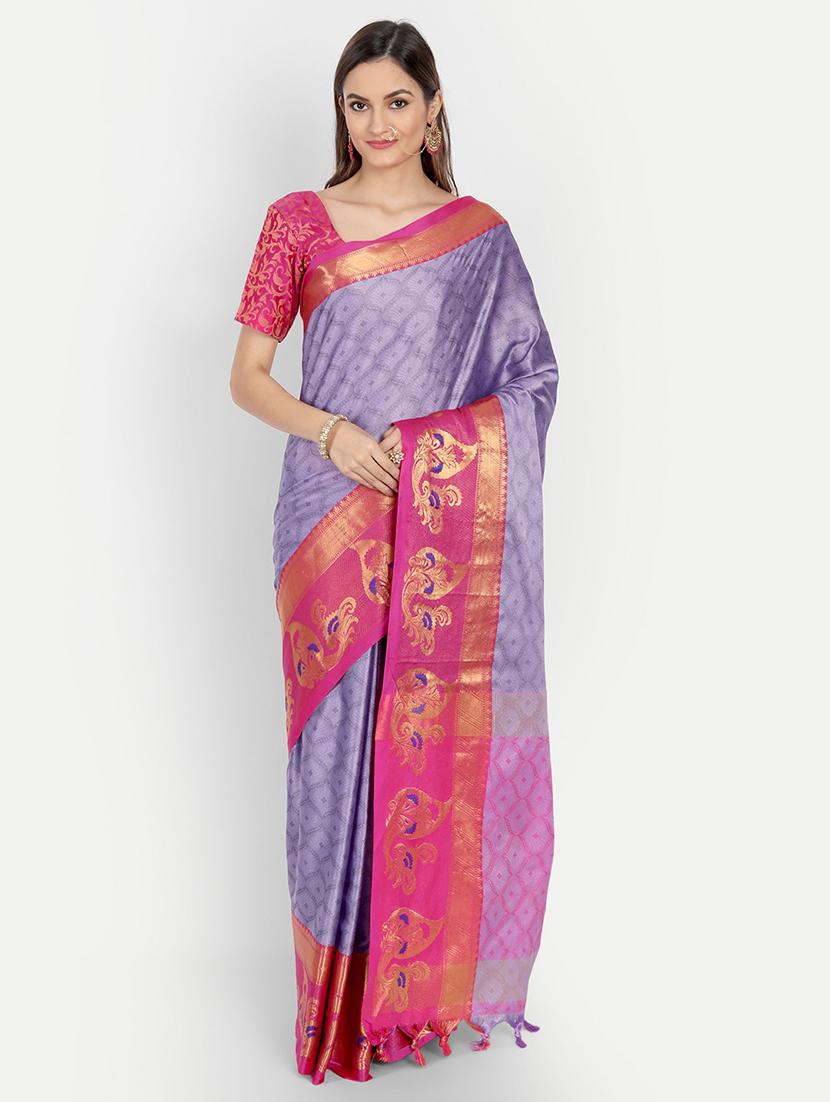 self design woven saree with blouse - 19176521 - Zoom Image - 0