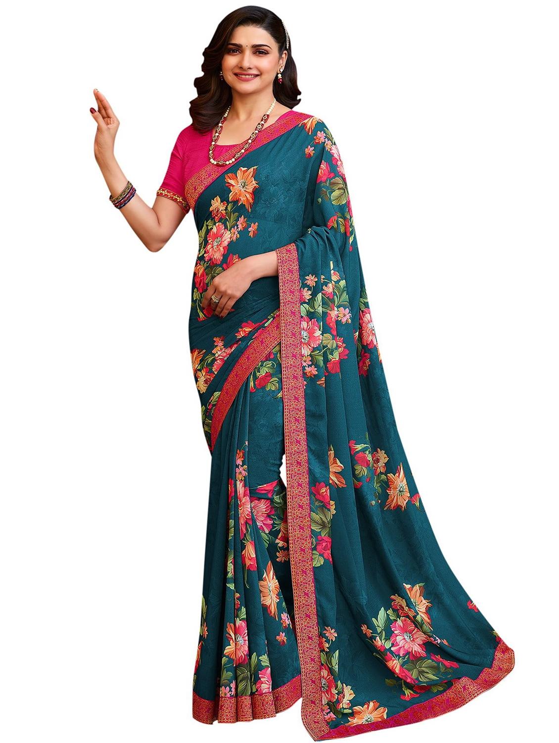 blue printed saree - 19176575 -  Zoom Image - 0