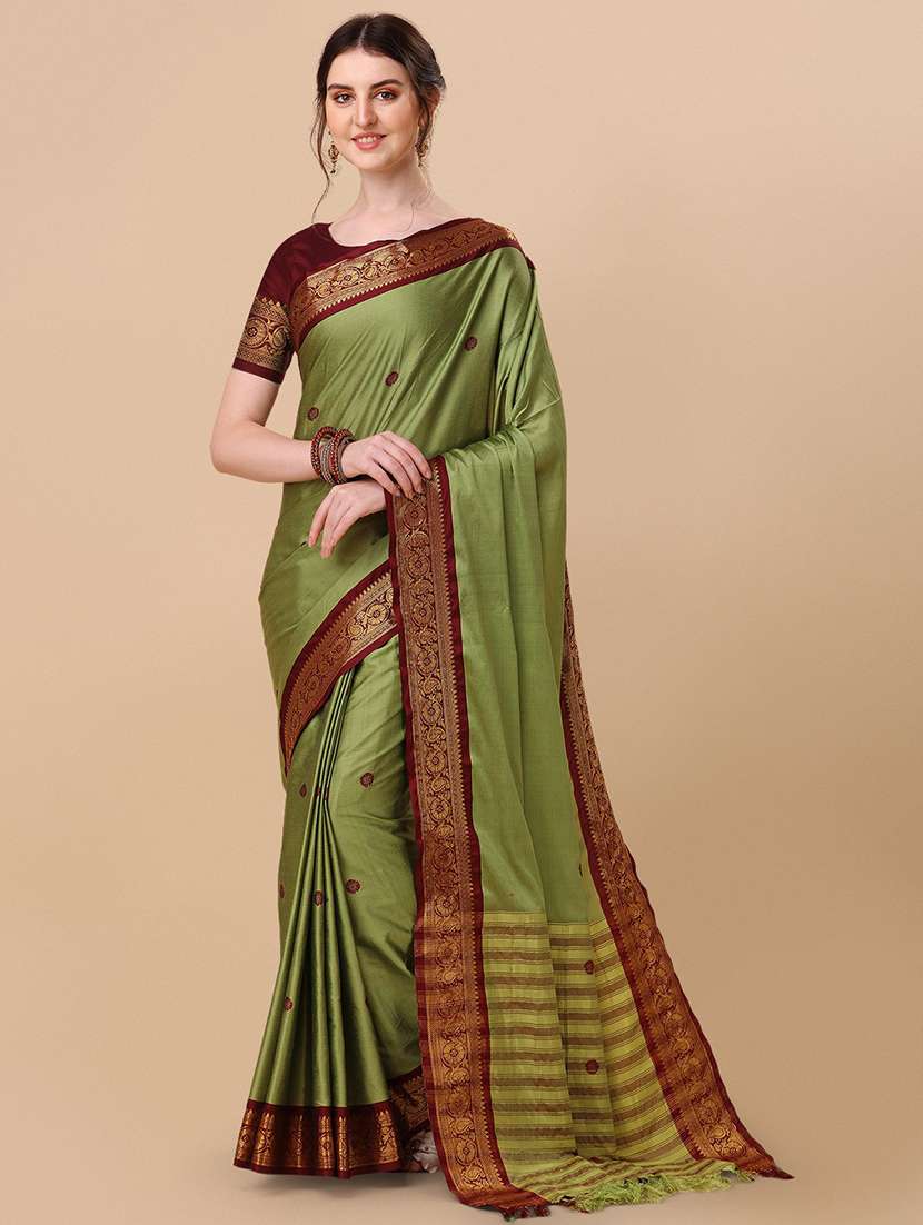 self design woven saree with blouse - 19176634 - Zoom Image - 0