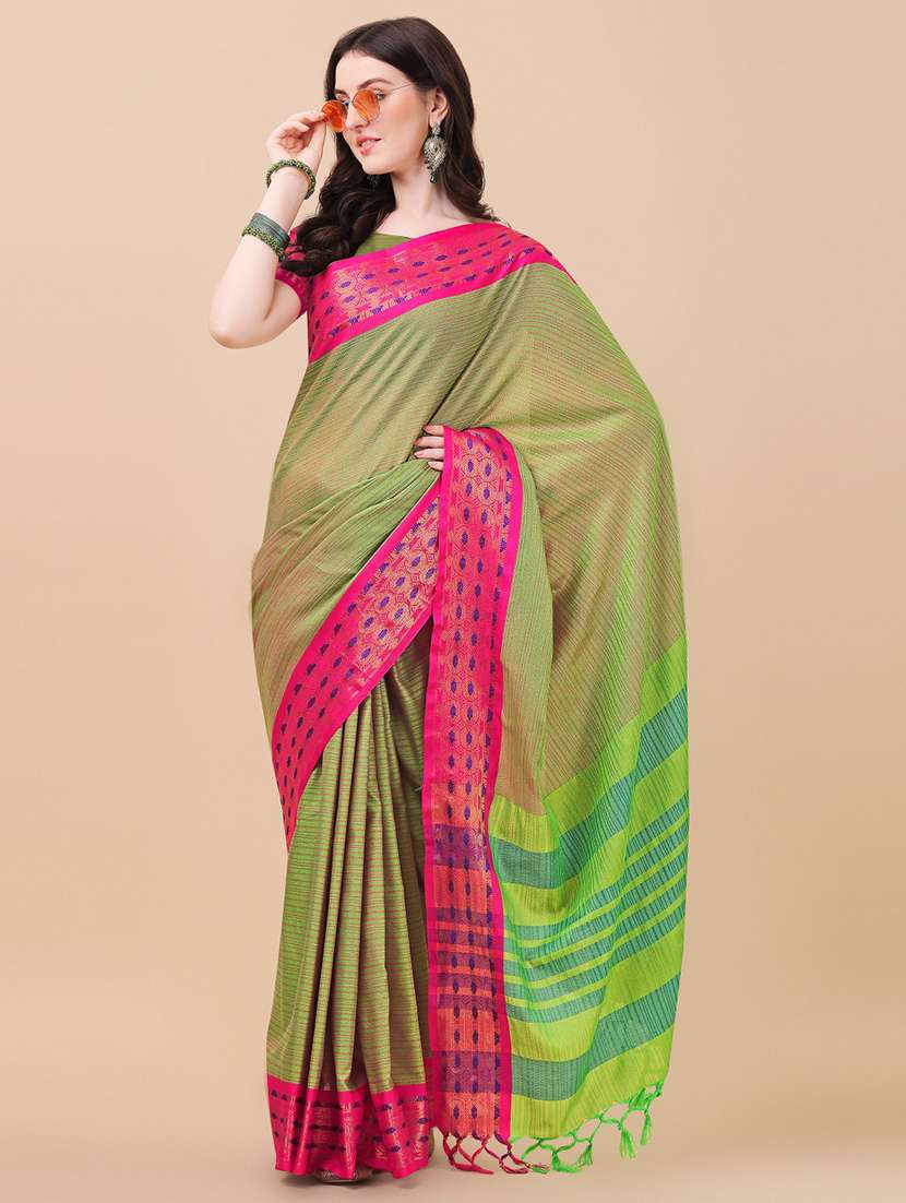 self design woven saree with blouse - 19176641 - Zoom Image - 0