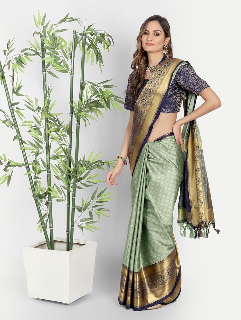 self design woven saree with blouse - 19176649 - Zoom Image - 0