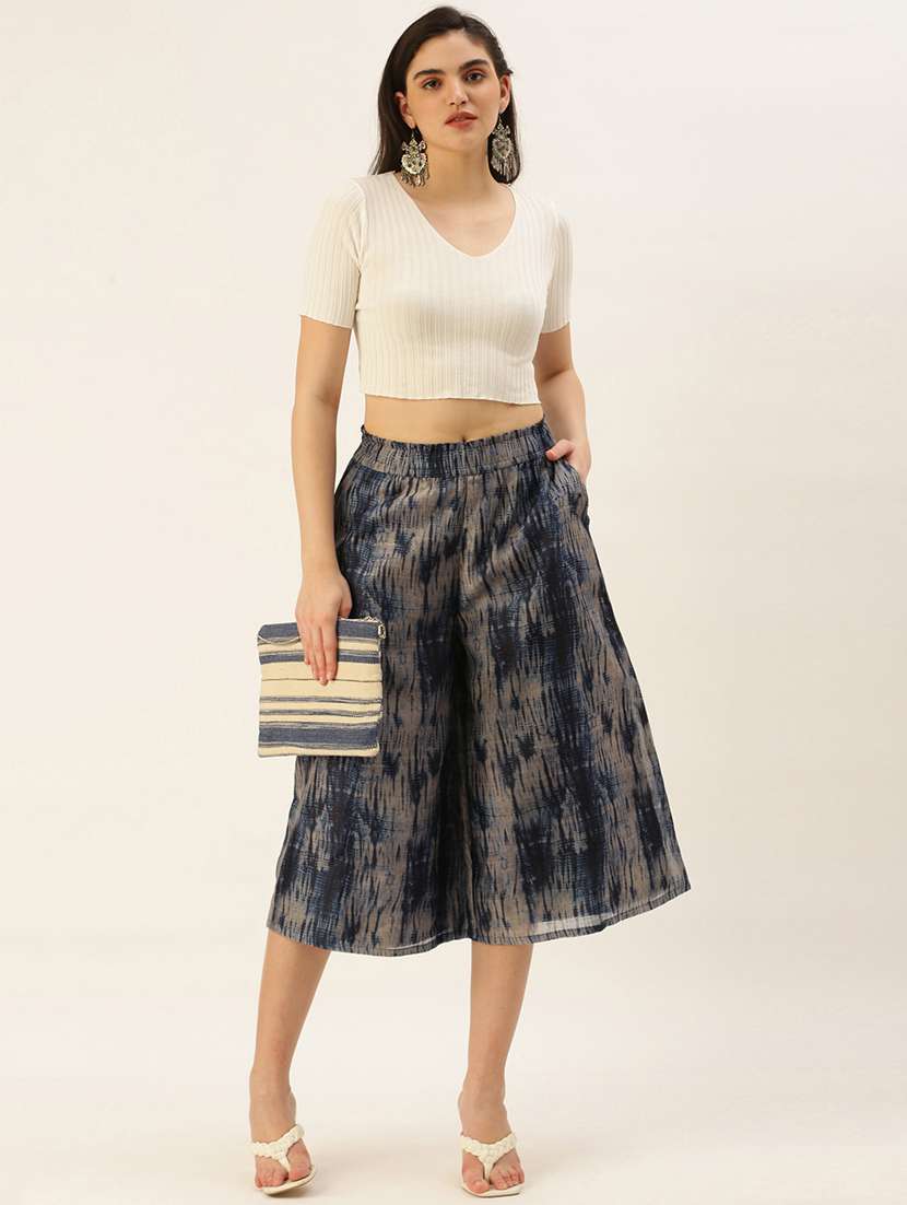 women high rise relaxed fit culotte - 19177043 - Standard Image - 3