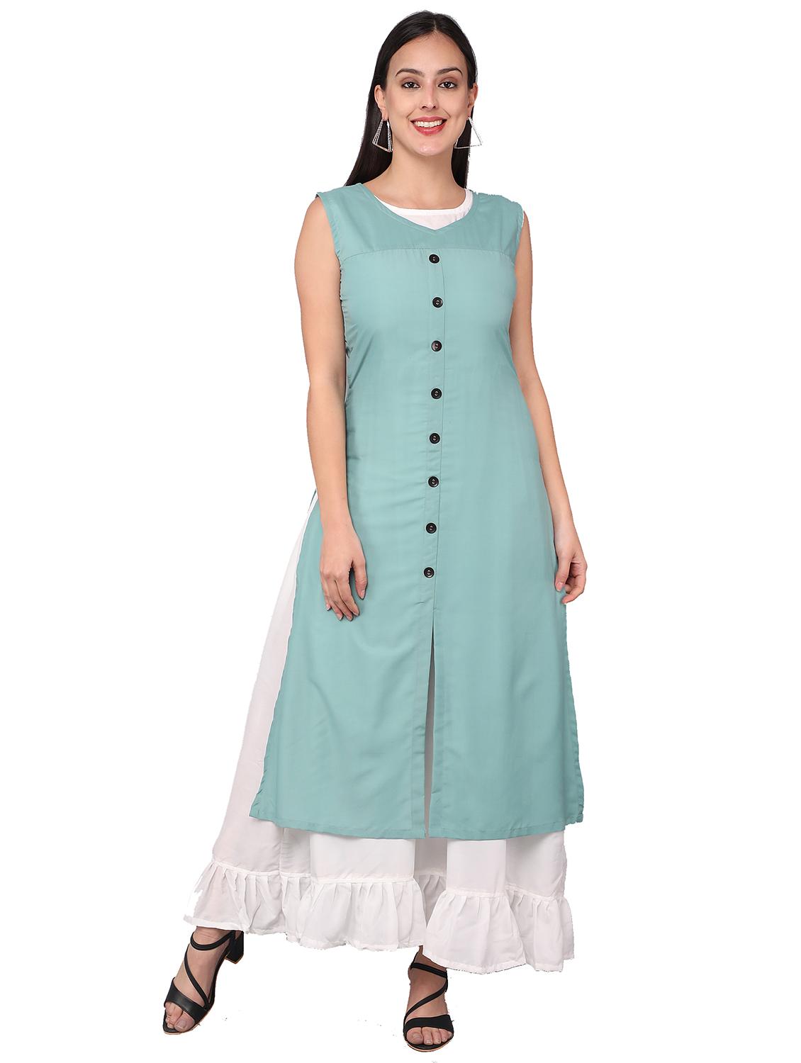 turquoise solid layered dress - 19177065 - Zoom Image - 0