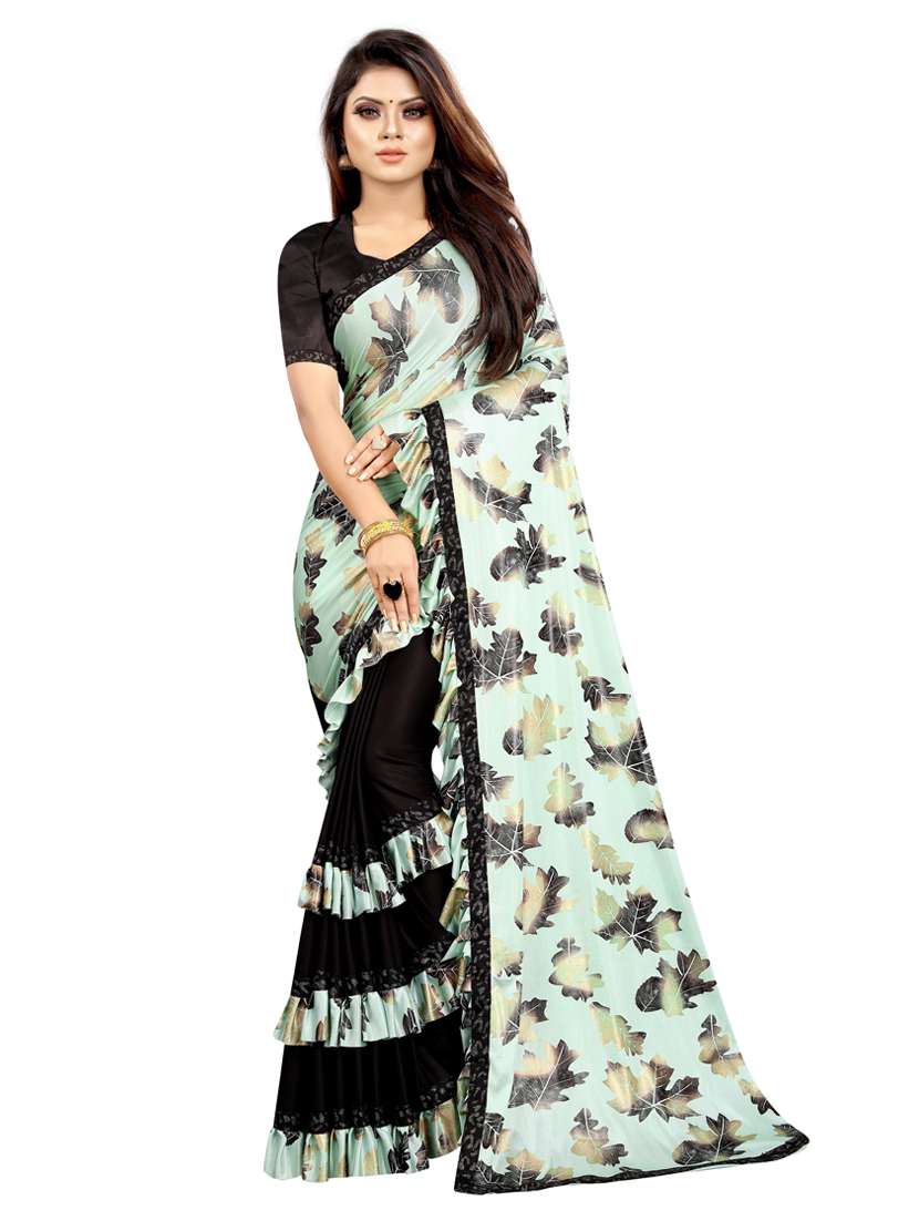light green printed saree with blouse