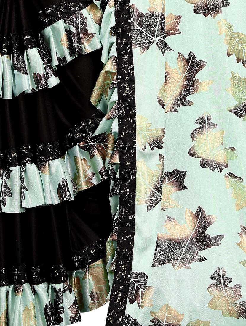 light green printed saree with blouse - 19177244 -  Standard Image - 3