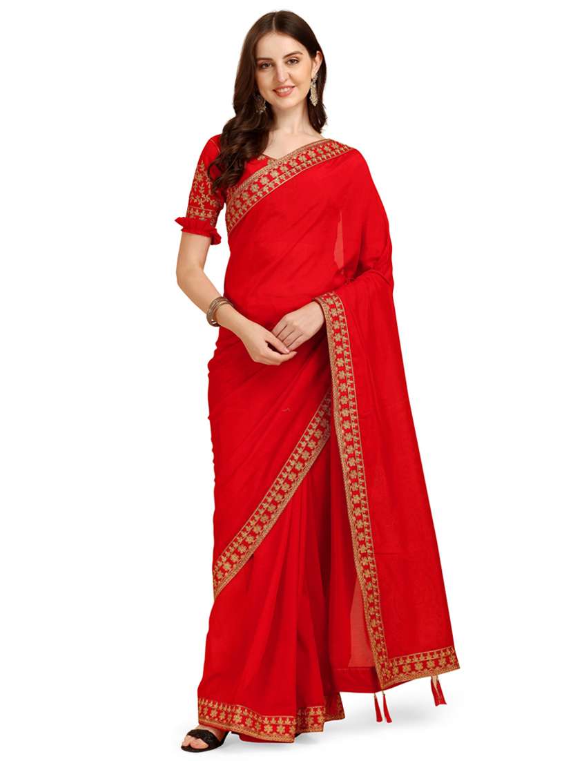 red bordered set saree with blouse