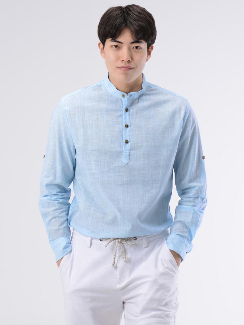mandarin neck solid short kurta - 19177627 - Zoom Image - 0