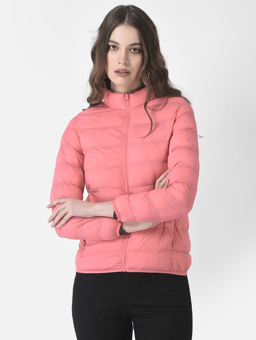 women pink solid long bomber jacket - 19178466 - Zoom Image - 0