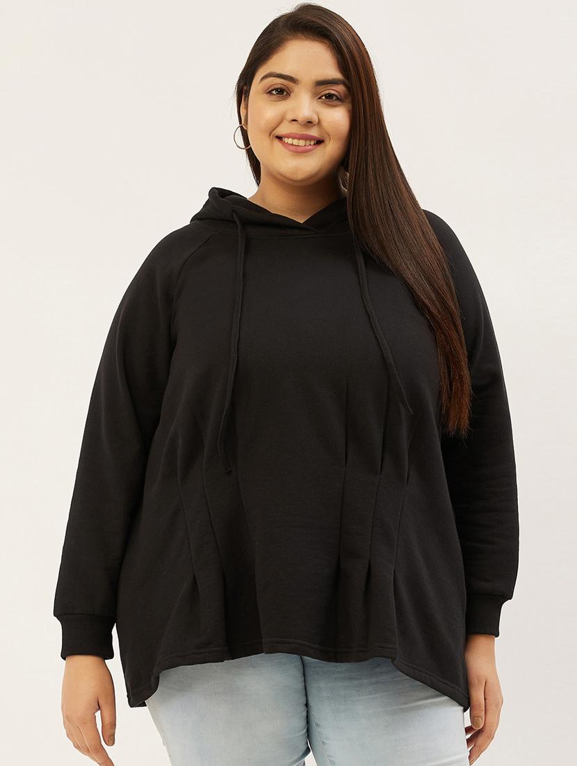 hooded neck solid plus sweatshirt - 19178495 - Zoom Image - 0