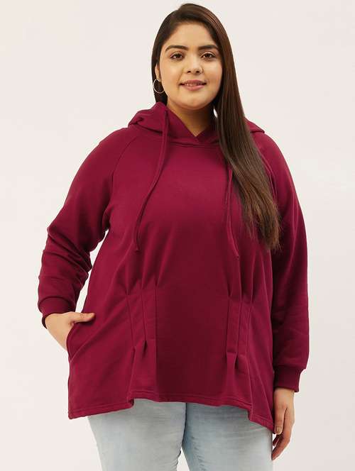 hooded neck solid plus sweatshirt - 19178498 -  Standard Image - 0