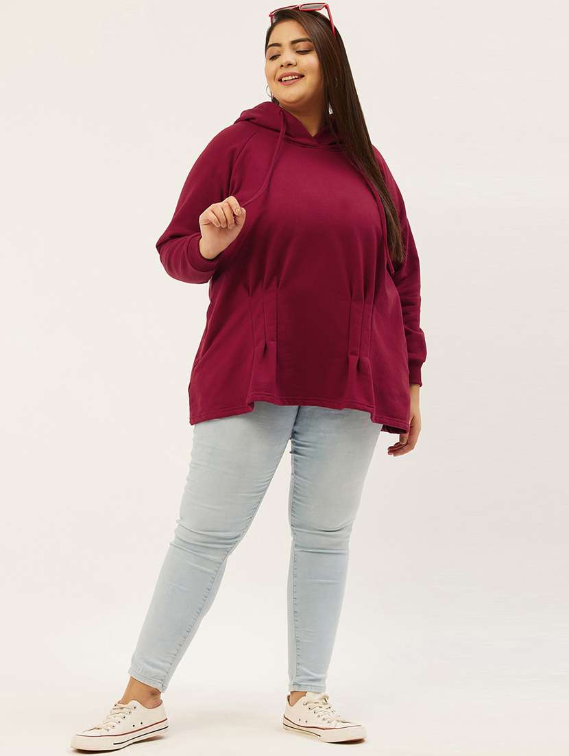 hooded neck solid plus sweatshirt - 19178498 -  Standard Image - 3