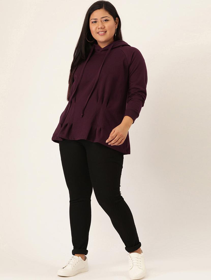 hooded neck solid plus sweatshirt - 19178499 - Standard Image - 3
