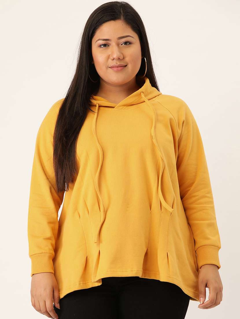 hooded neck solid plus sweatshirt