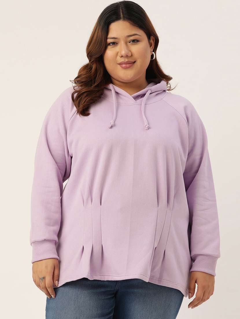 hooded neck solid plus sweatshirt - 19178502 -  Zoom Image - 0
